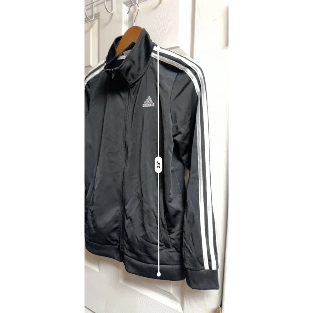 Adidas Kids Large 14/16 Black‎ Full Zip 3-Stripes Track Jacket